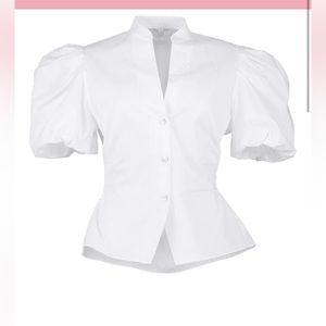 Vince puff sleeve cutout back detail cotton blouse